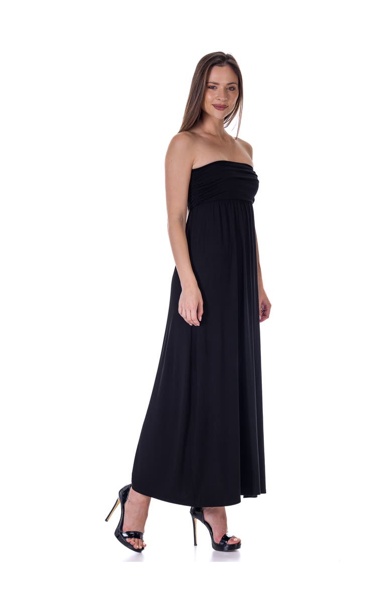 24seven Comfort Apparel Strapless Empire Waist Maxi Dress, Alternate, color, Black