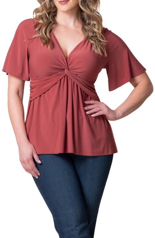 Kiyonna Abby Twist Front Top in Rosy Sunset 