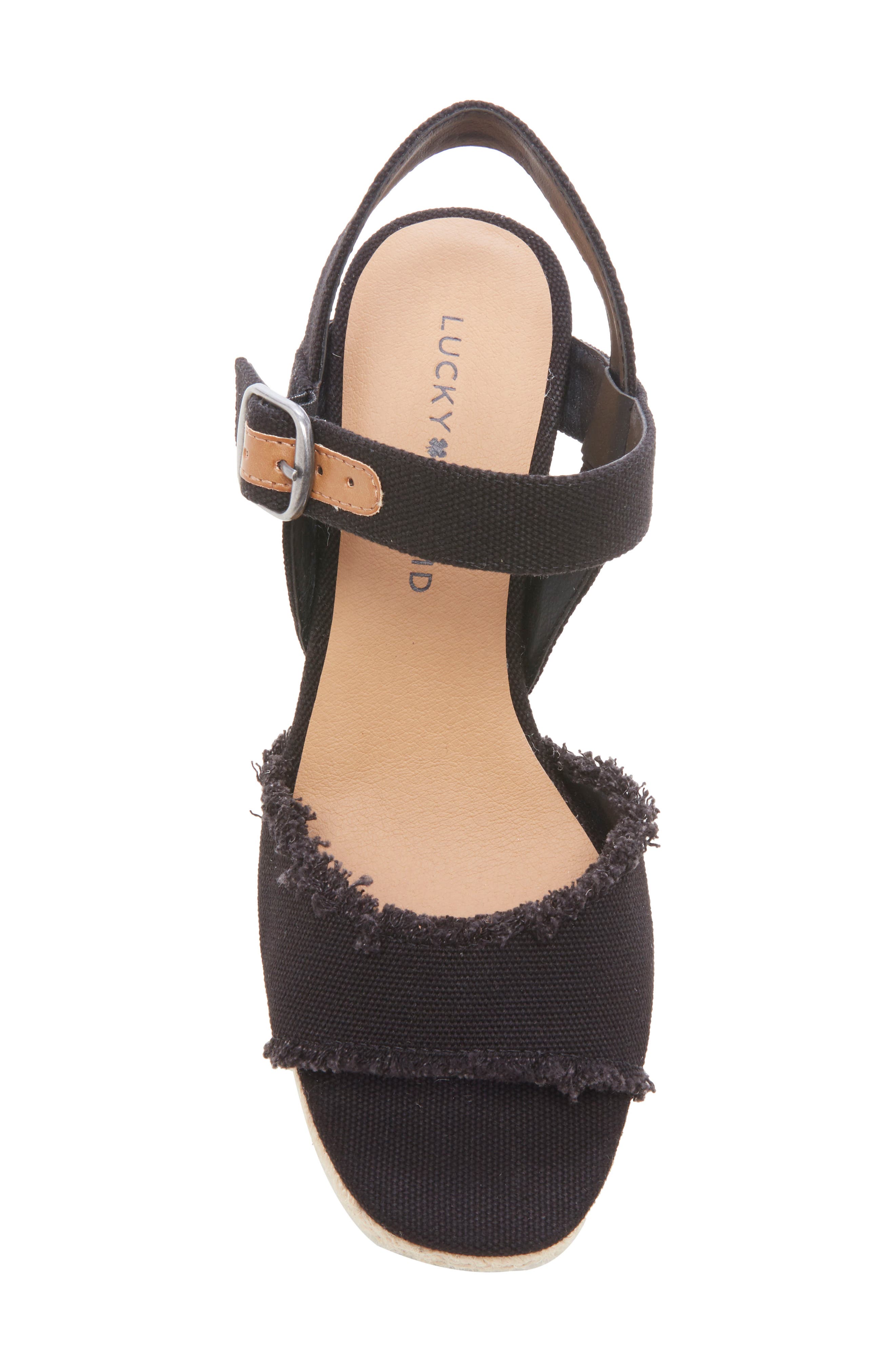 Lucky Brand Mindra Espadrille Wedge Sandal, Alternate, color, Black Fabric