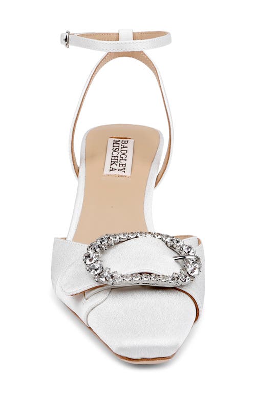 Badgley Mischka Odesza Kitten Heel Ankle Strap Pump In White