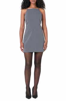 High Square Neck Stretch Minidress