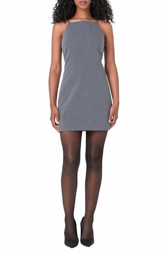High Square Neck Stretch Minidress