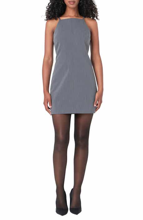 High Square Neck Stretch Minidress