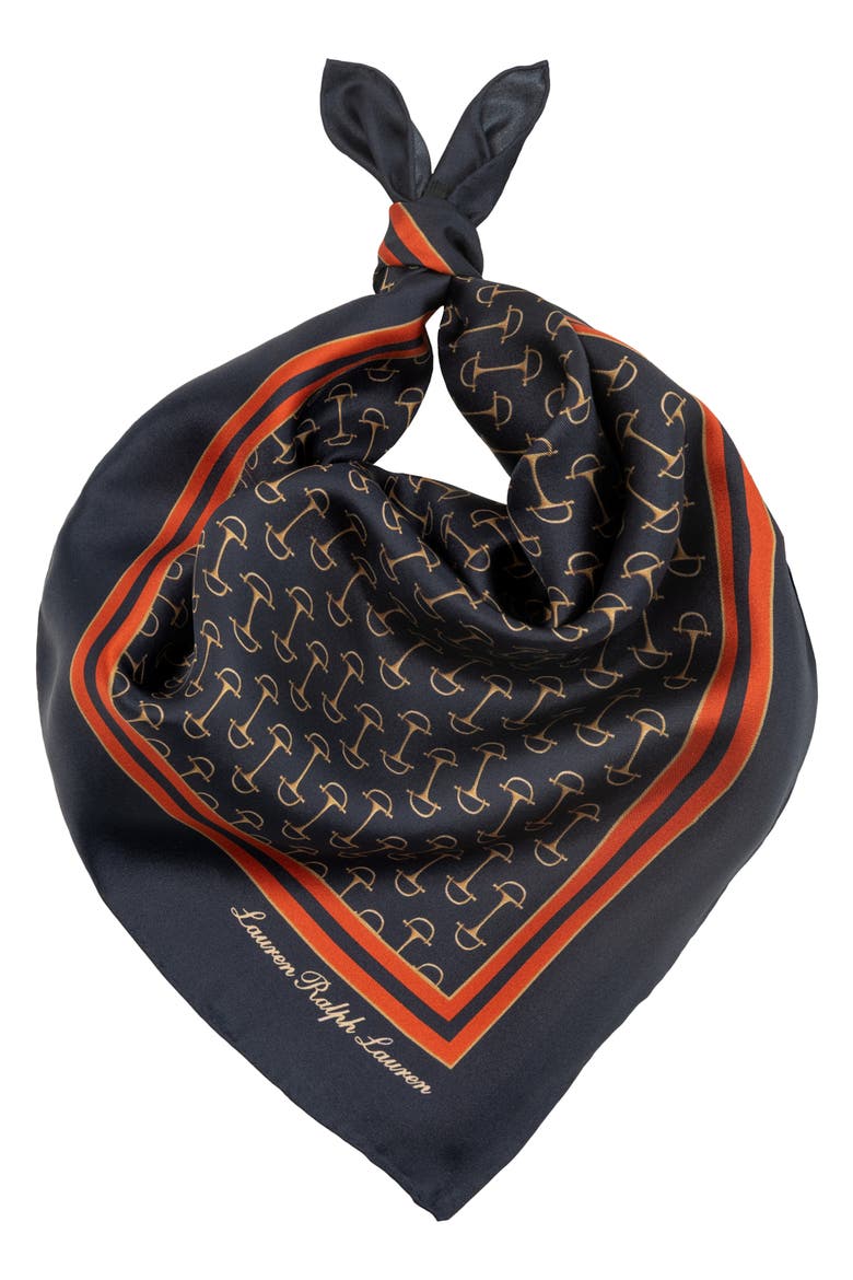 Equestrian Square Silk Scarf, Alternate, color, GINGER ORANGE