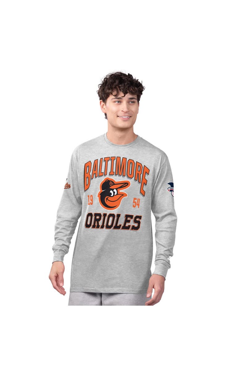 STARTER Men's Starter  Heather Gray/Orange Baltimore Orioles Two-Pack Long Sleeve & Short Sleeve T-Shirt Set, Alternate, color, Orange
