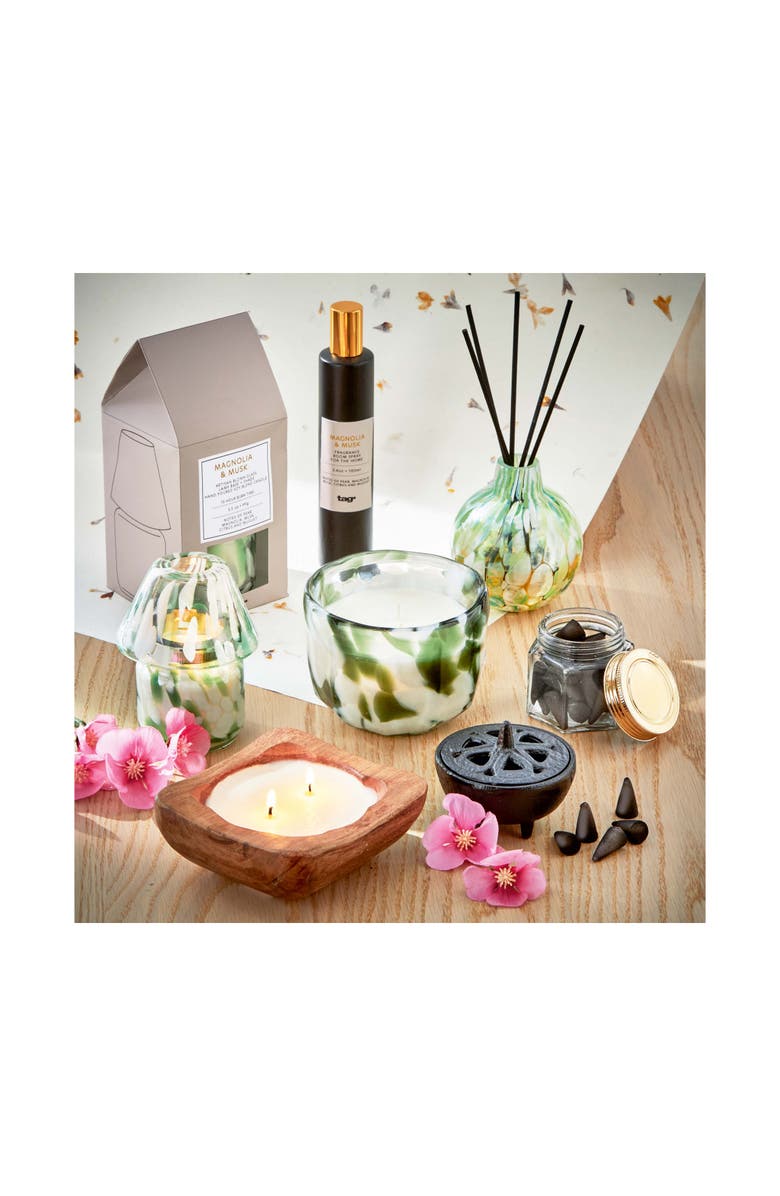 tag Magnolia Musk Soy Candle in Green Confetti Glass Container, Alternate, color, Green