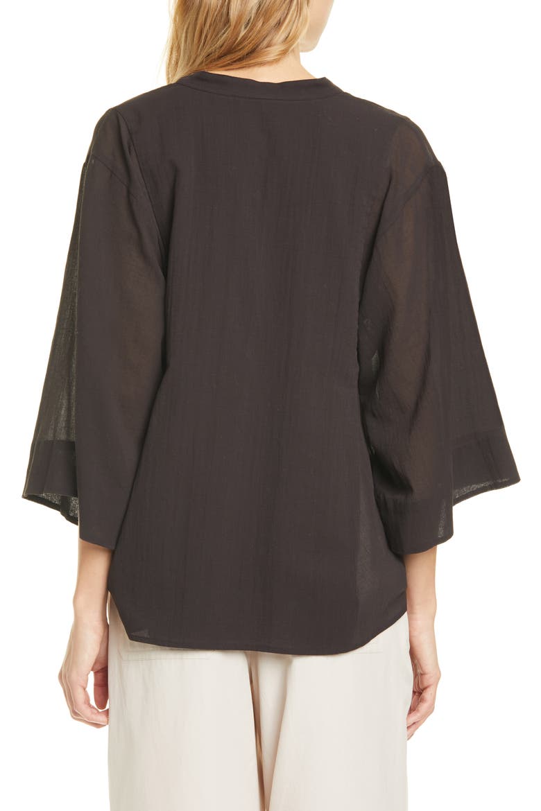 Paneled Bell Sleeve Popover Blouse, Alternate, color, BLACK