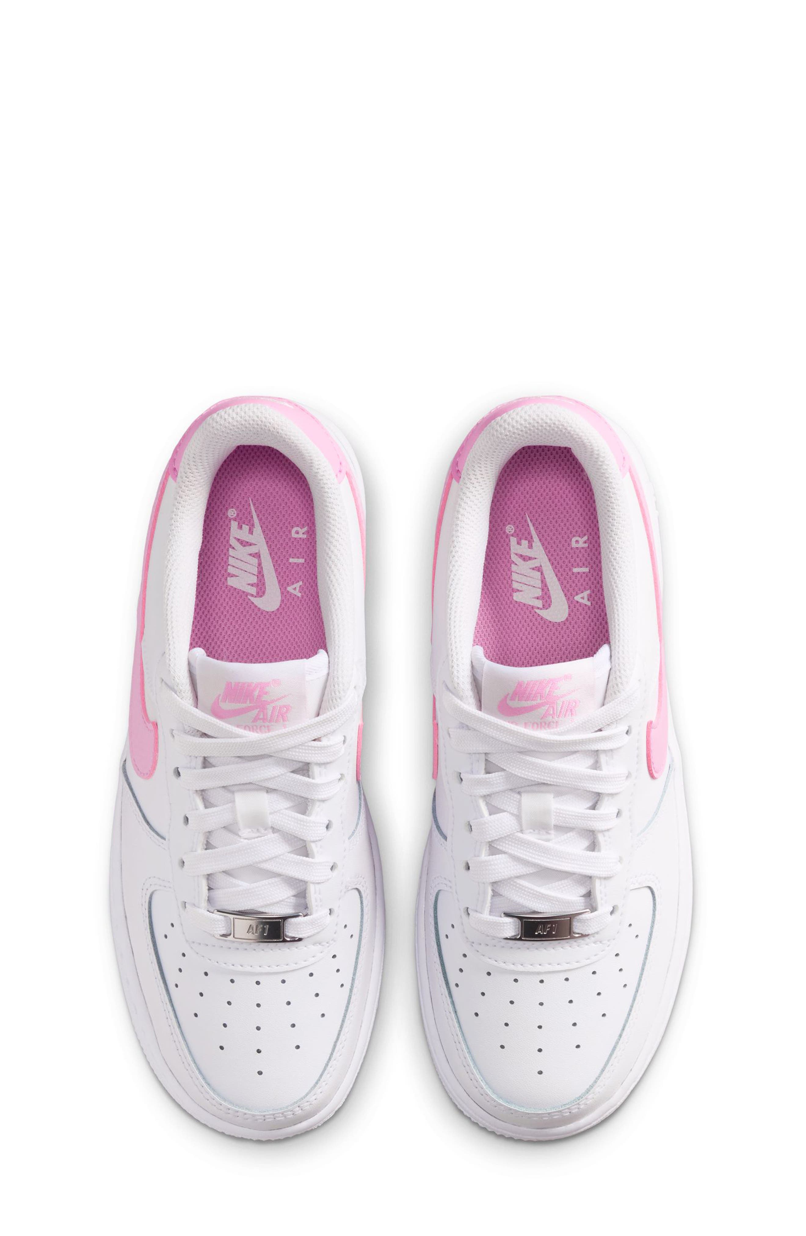 Nike Kids' Air Force 1 Sneaker, Alternate, color, 124 White/Pnkris