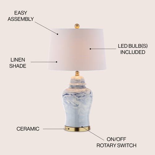 Shop Jonathan Y Wallace 26" Ceramic Led Table Lamp, Blue/white