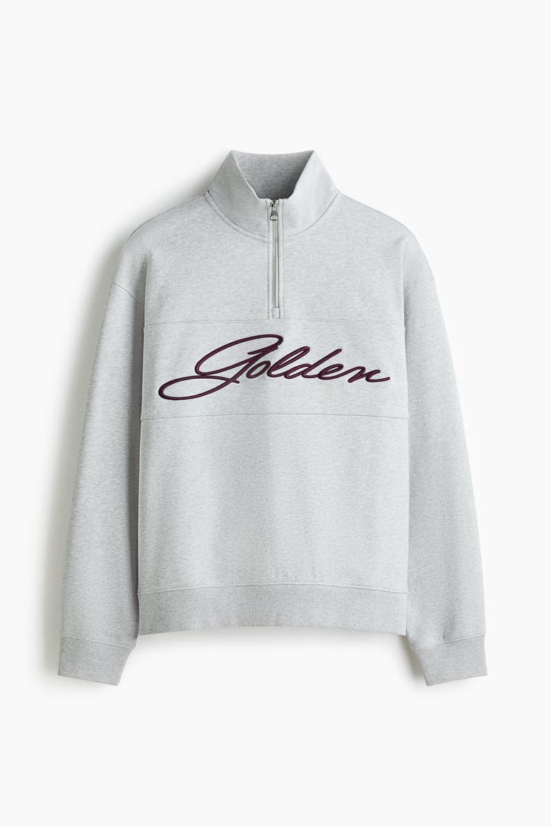 Relaxed Fit Zip-top Sweatshirt, Alternate, color, Gray melange/Golden