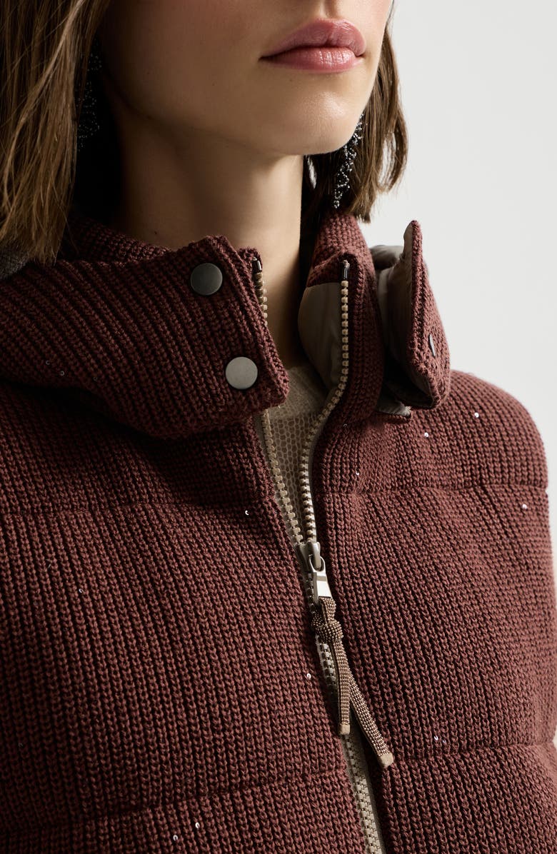 Brunello Cucinelli Knit down vest, Alternate, color, Bordeaux