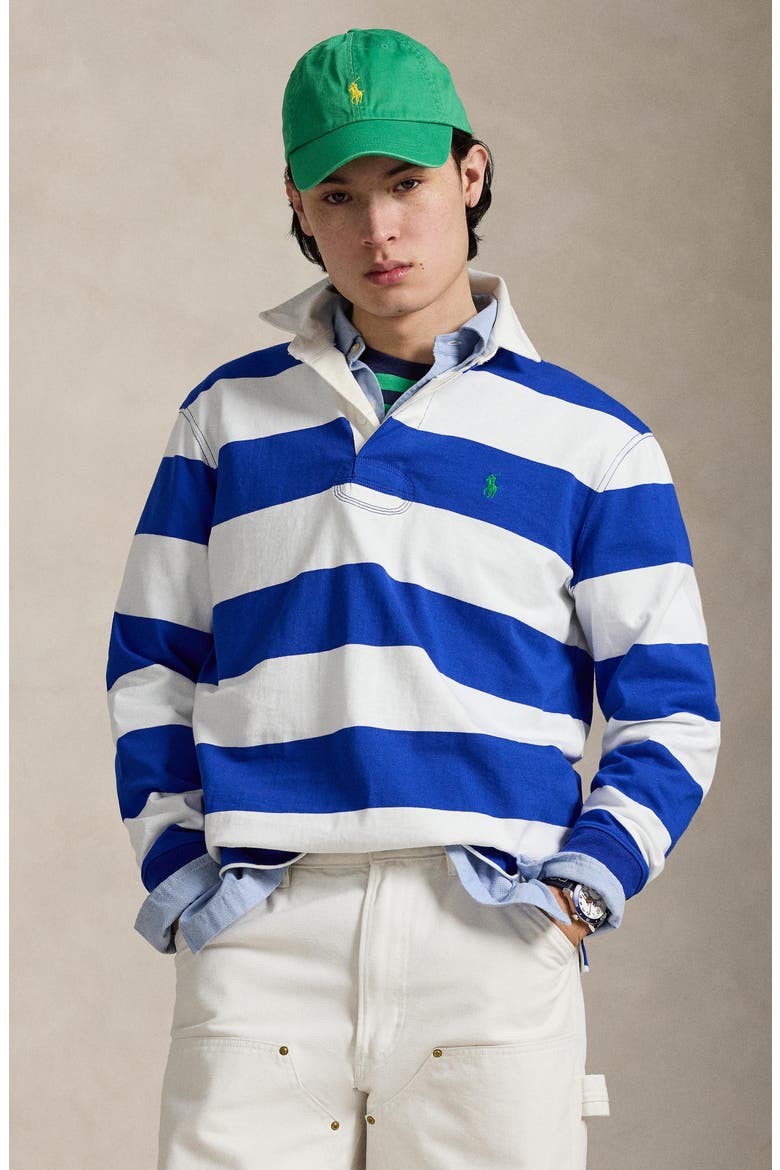 The Iconic Rugby Shirt, Alternate, color, PACIFIC ROYAL/ CLS OXFRD WHITE