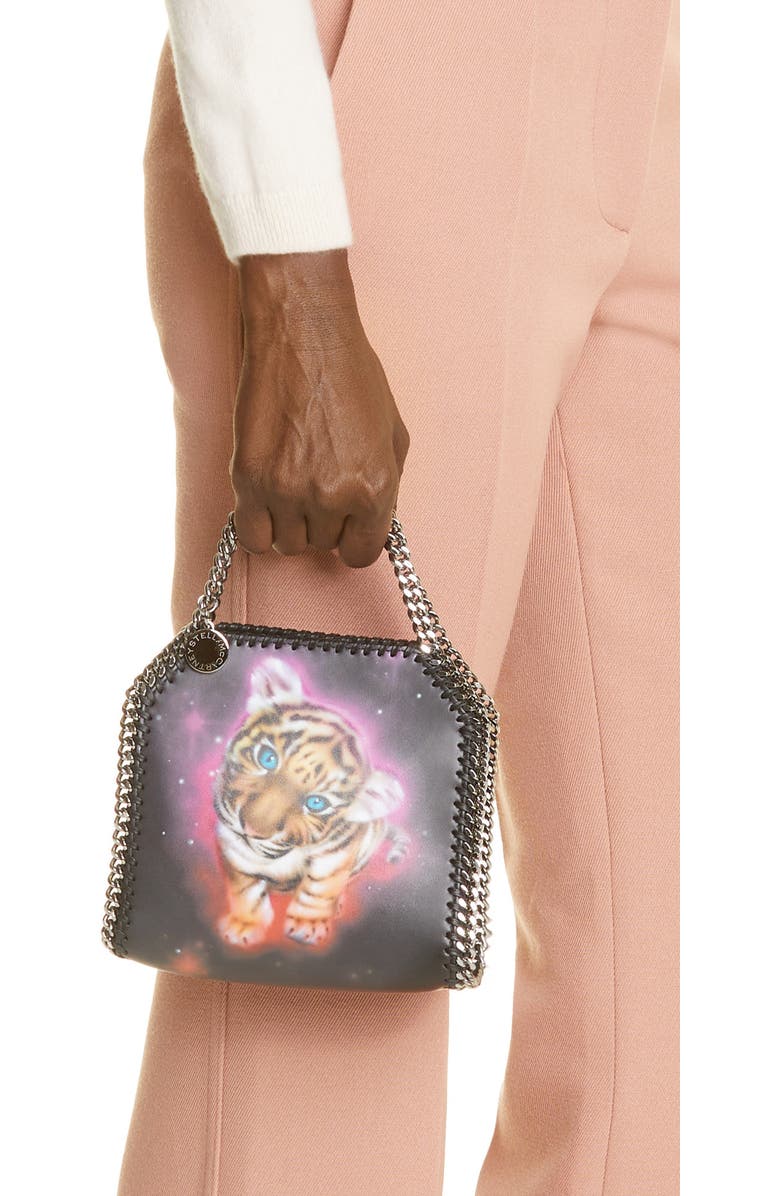 Stella McCartney Small Falabella Tiger Print Faux Leather Tote, Alternate, color,