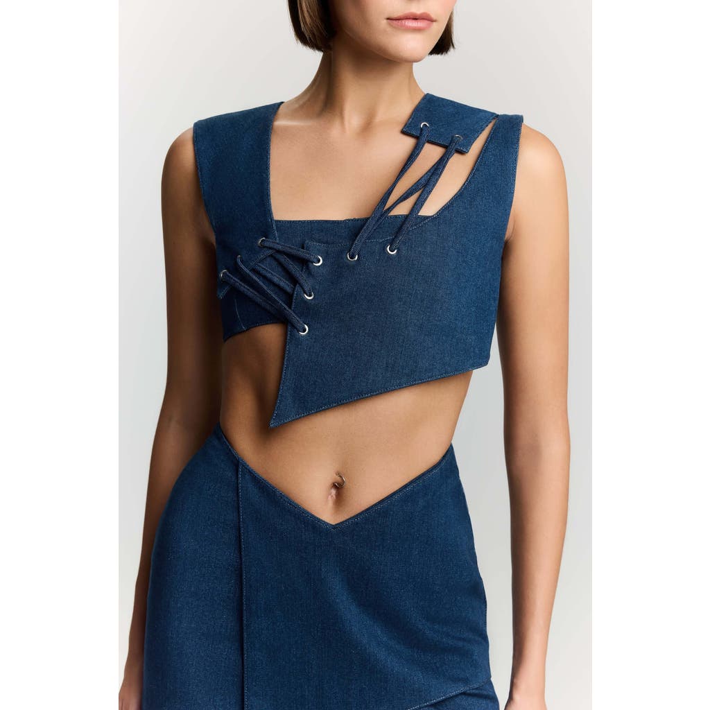 Jendue US Endless Line Denim Crop Top - Unique & Stylish in Deep Blue  product