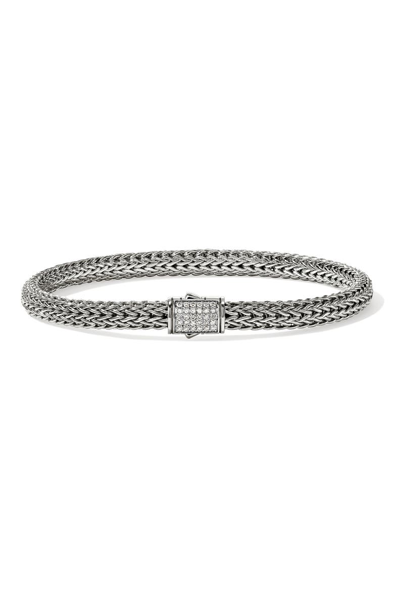 Icon Bracelet, Pavé Diamond, 5mm, Main, color, SILVER