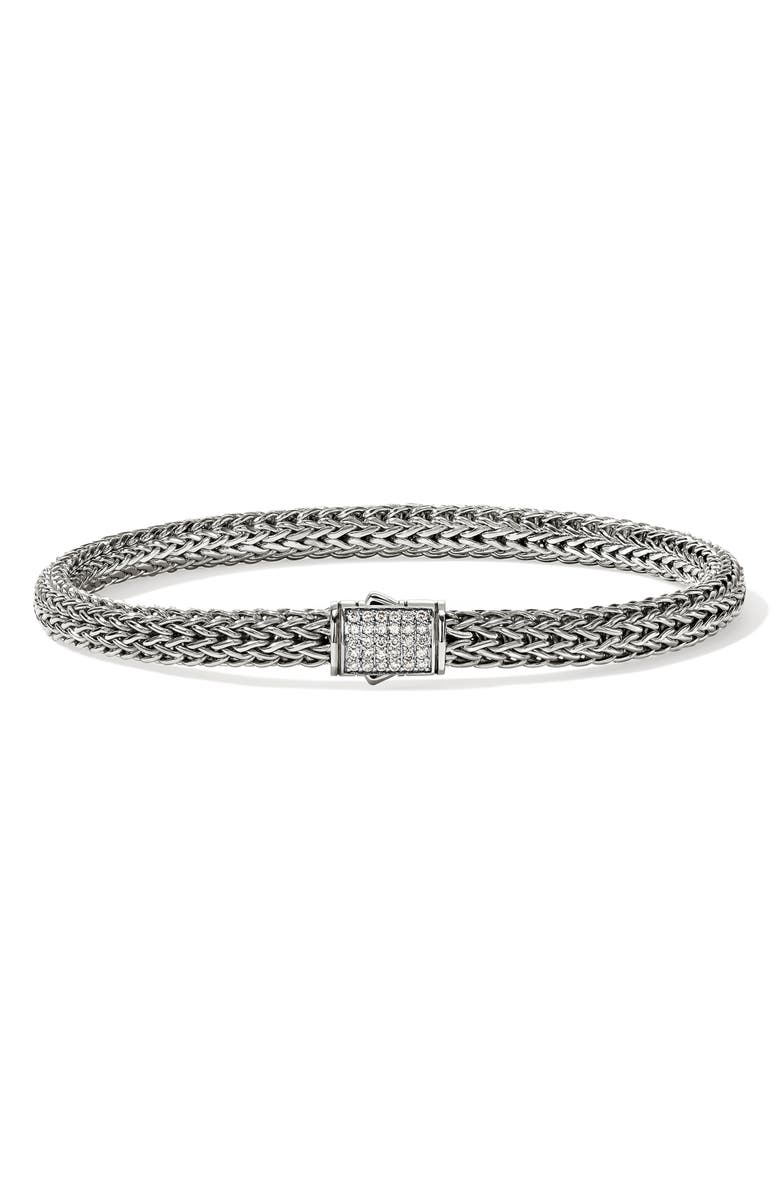 John Hardy Icon Bracelet, Pavé Diamond, 5mm, Main, color, Silver