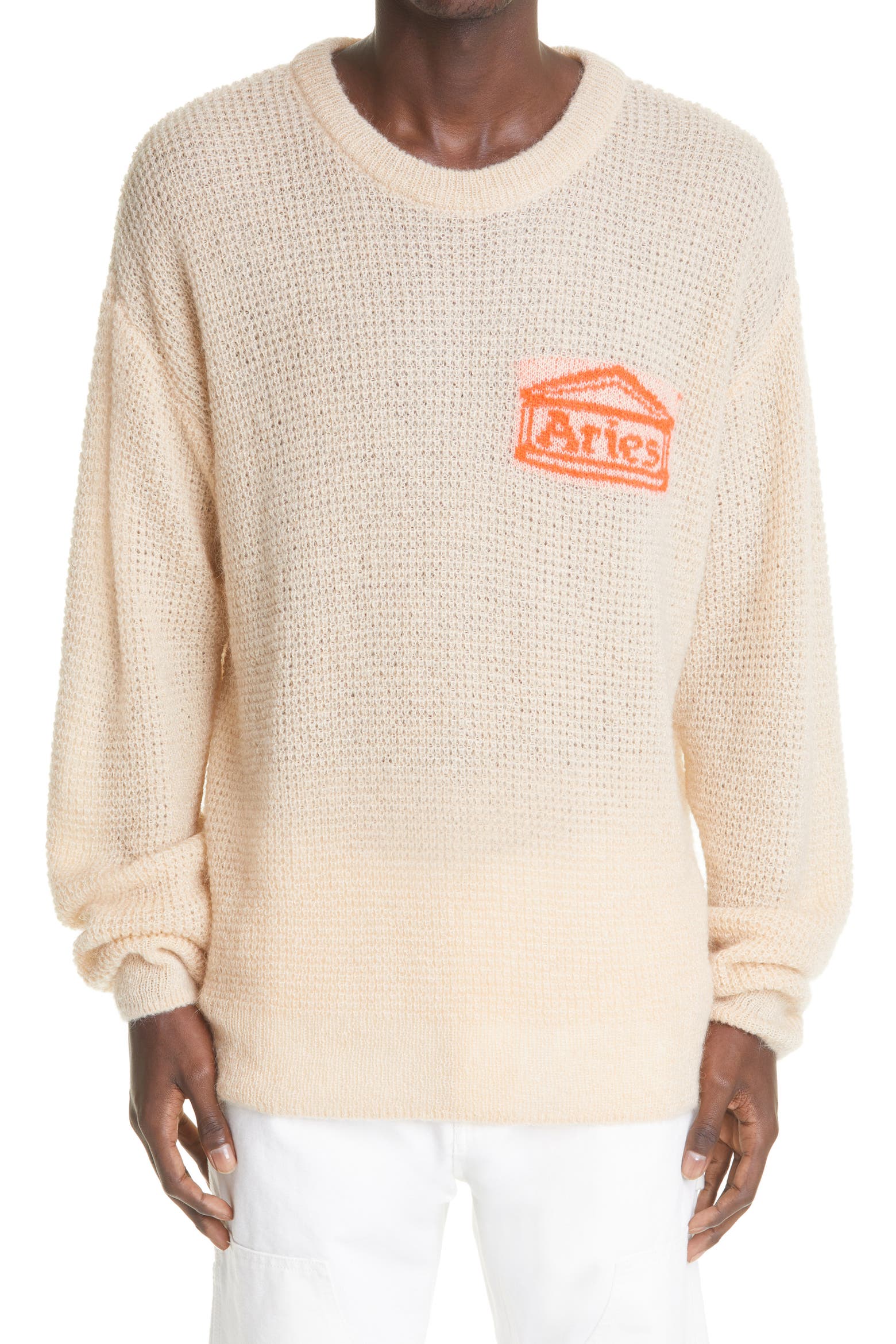Temple Rack Aries Temple Logo Oversize Waffle Knit Sweater (Men) | Nordstromrack
