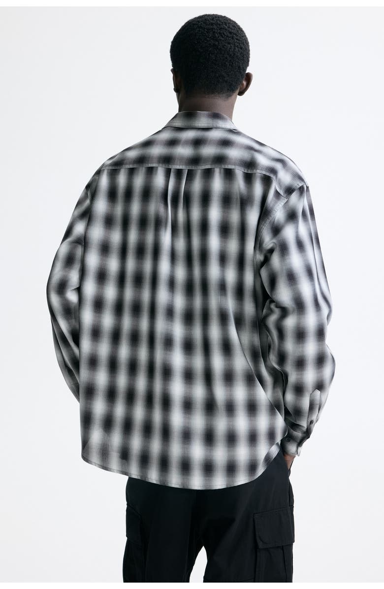 H&M Relaxed Fit Shirt, Alternate, color, Dark Gray/Checked