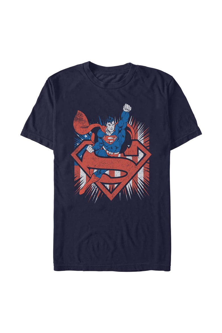 Men's Superman Festive Pose  Graphic T-Shirt, Main, color, Navy Blue