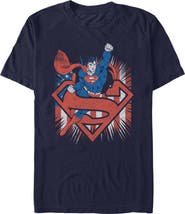 SUPERMAN Men's Superman Festive Pose Graphic T-Shirt