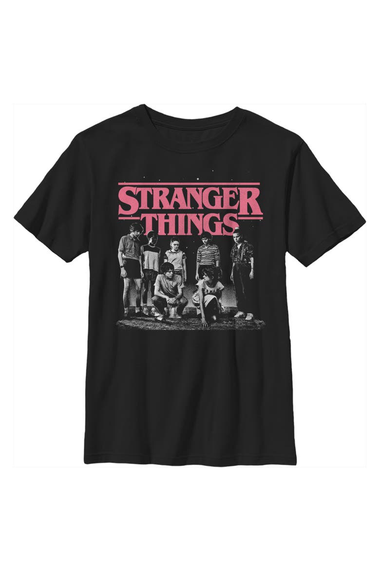Boy's Stranger Things Title Logo Faded  Graphic T-Shirt, Main, color, Black