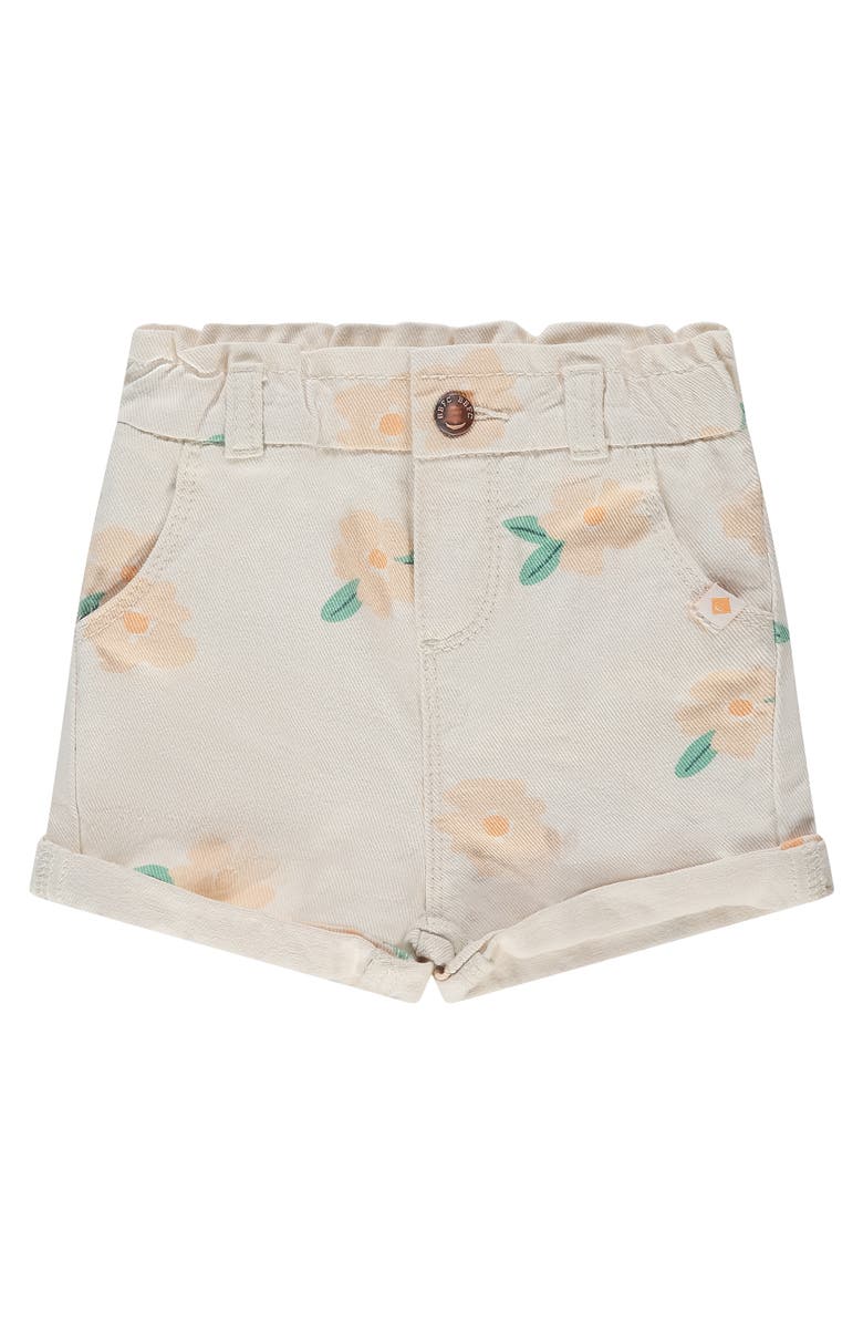BABYFACE Paperbag Waist Floral Print Short Print, Main, color, Ivory