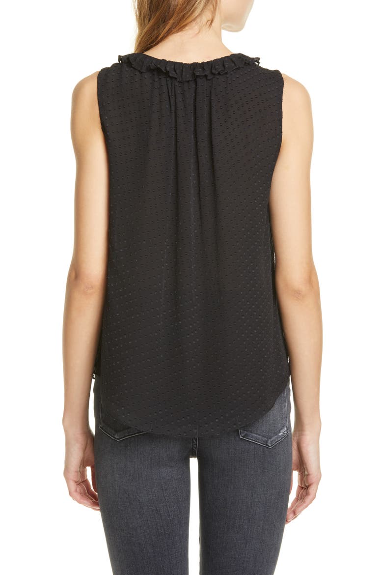 Clip Dot Sleeveless Silk Blend Blouse, Alternate, color, BLACK