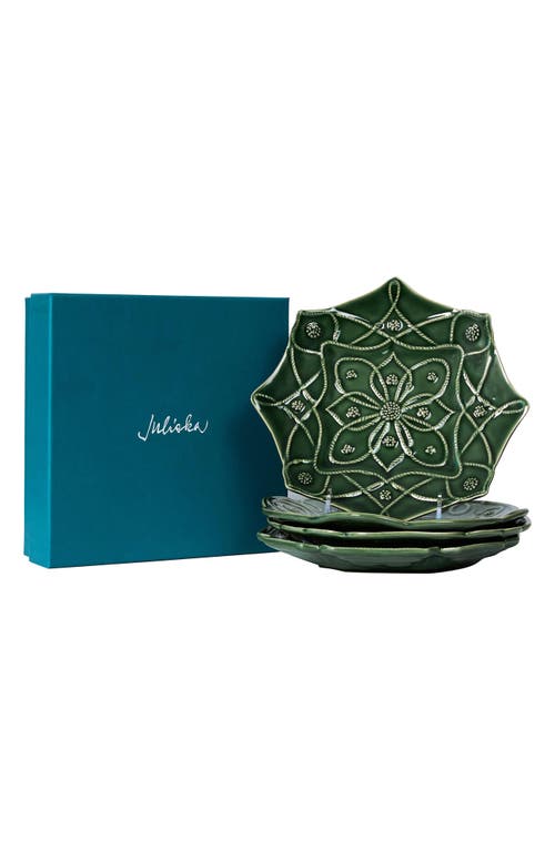Juliska Veronica Beard Jardins Du Monde Assorted Green Party Plates, Set Of 4 In Basil