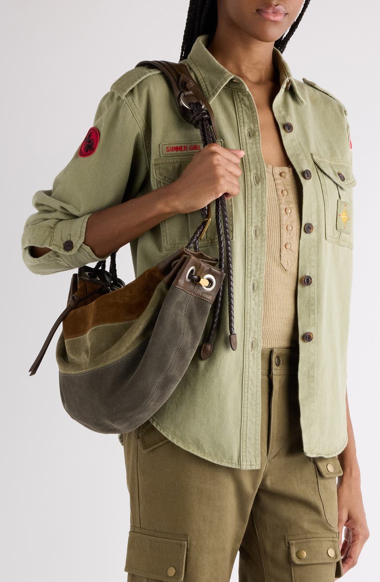 Isabel Marant Medium Maia Colorblock Suede Shoulder Bag, Alternate, color, Multicolor Khaki