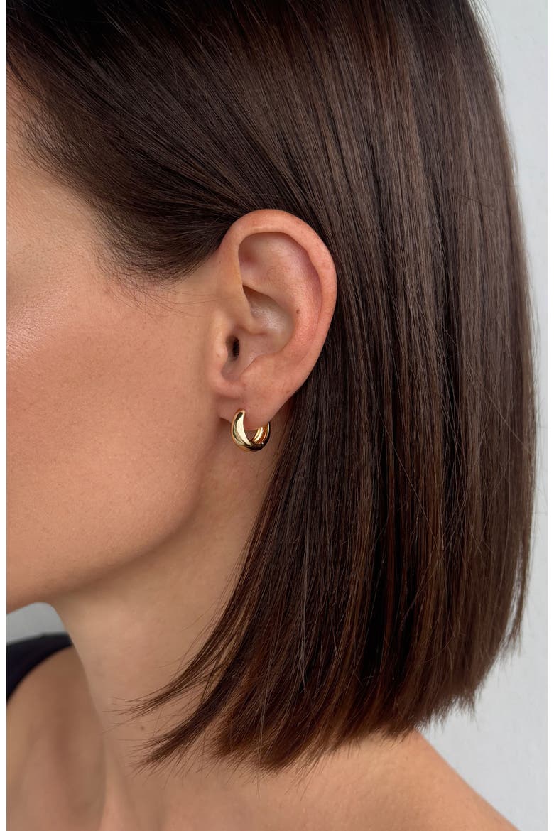 14k Gold Plate and Cubic Zirconia 3-Pack Huggie Hoop Earrings, Alternate, color, GOLD