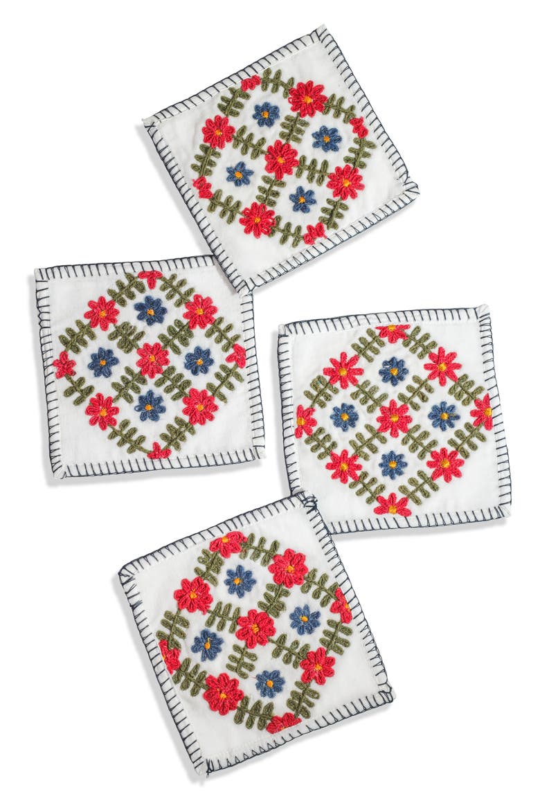 Embroidered Set of 4 Cocktail Napkins, Main, color, MULTI