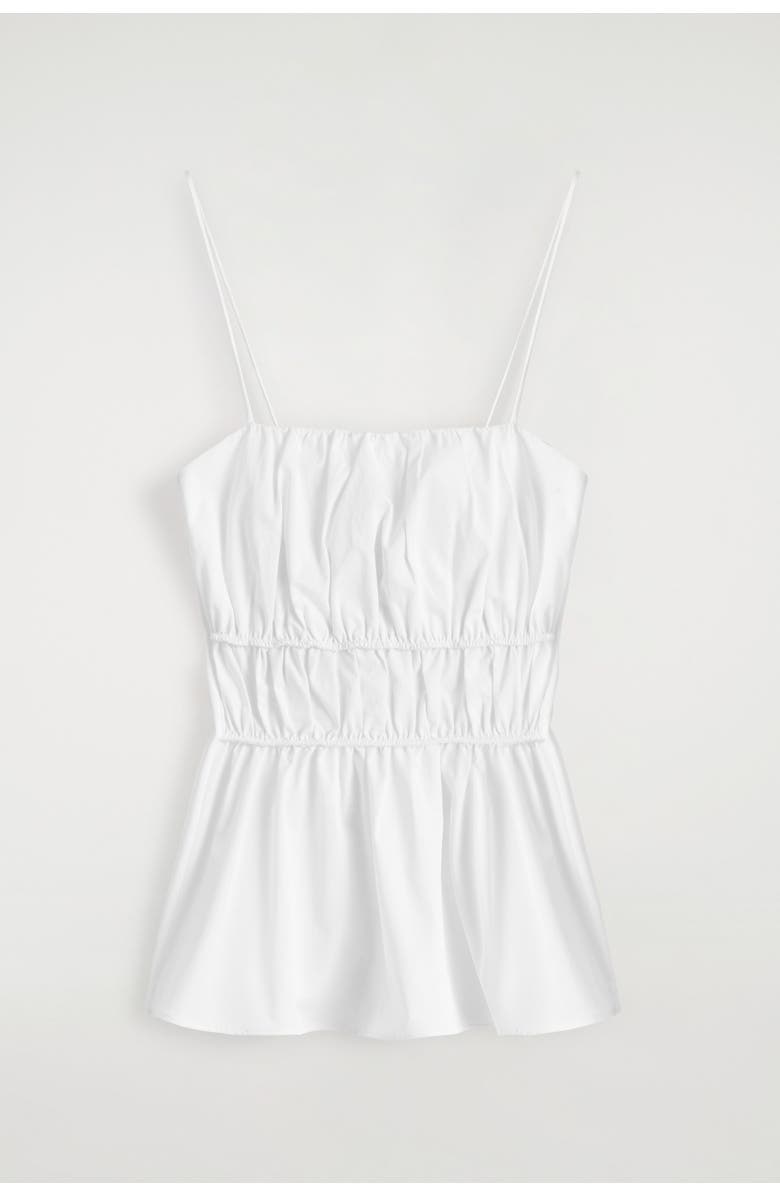 COS Gathered Cotton Peplum Top, Alternate, color, White