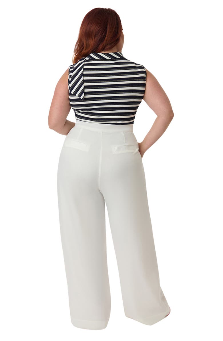 Smak Parlour Plus Size Wide Leg Sailor Pants, Alternate, color, White & Gold