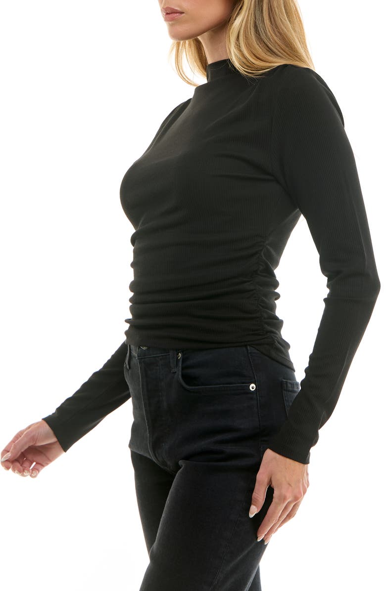 Urban Social Long Sleeve Mock Neck Rib Knit Top, Alternate, color, Black