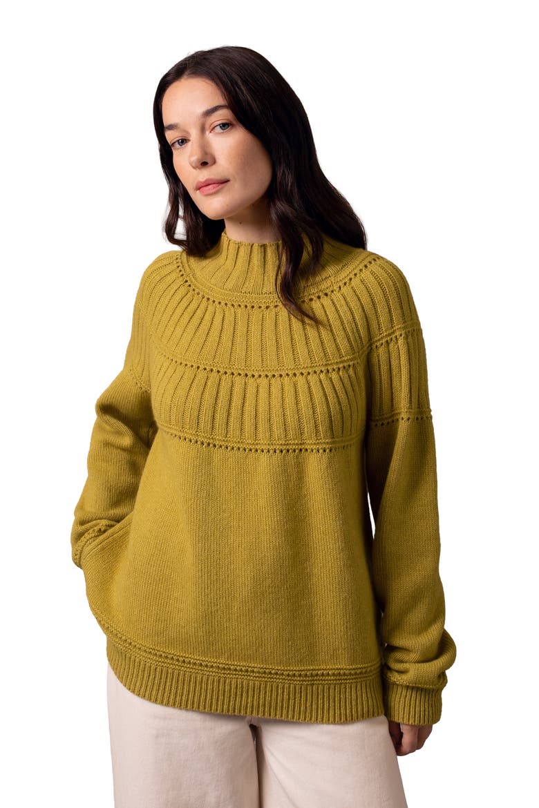 Textured Yoke Sweater, Main, color, Ochre