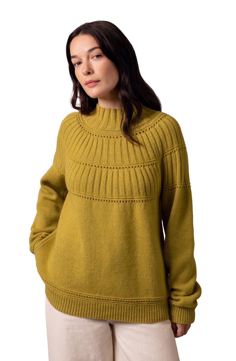 Celtic & Co. Textured Yoke Sweater, Main, color, Ochre