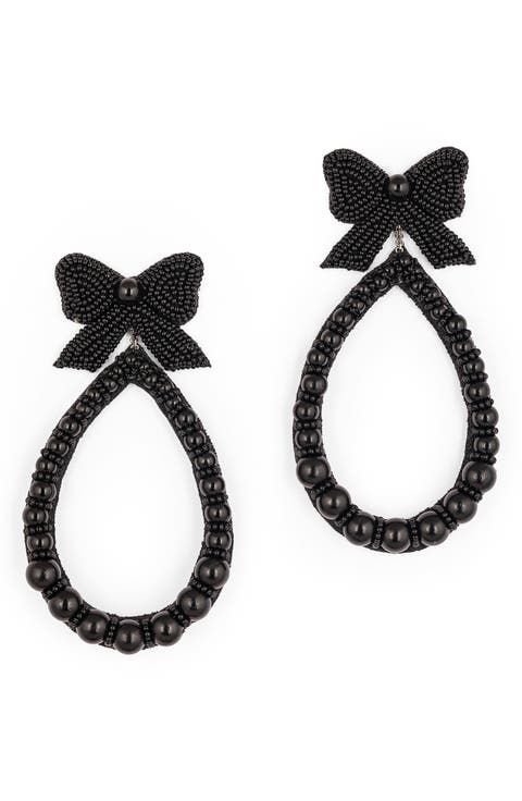 Darana Beaded Bow Drop Earrings