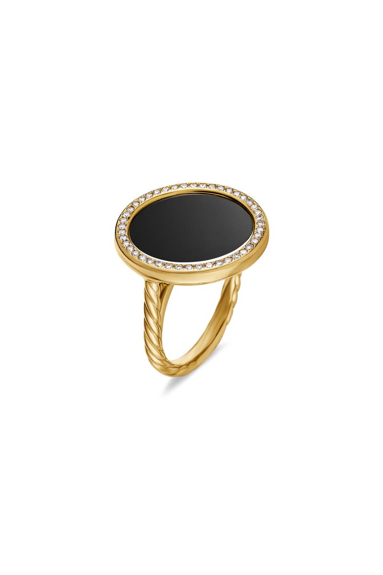 Elements 18K Gold & Pavé Diamond Ring, Alternate, color, BLACK ONYX/ YELLOW GOLD
