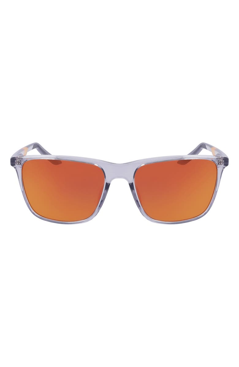 Nike State 55mm Mirrored Square Sunglasses, Main, color, Wolf Grey/ Orange Mirror