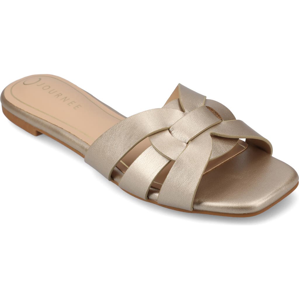Journee Collection Journee Womens Arrina Wide Width Flat Sandals In Champagne