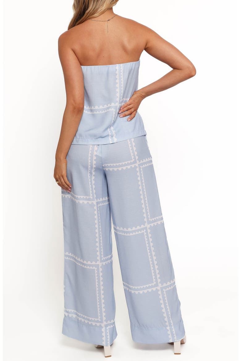Ezra Linen Blend Strapless Top & Wide Leg Pants Set, Alternate, color, LIGHT BLUE