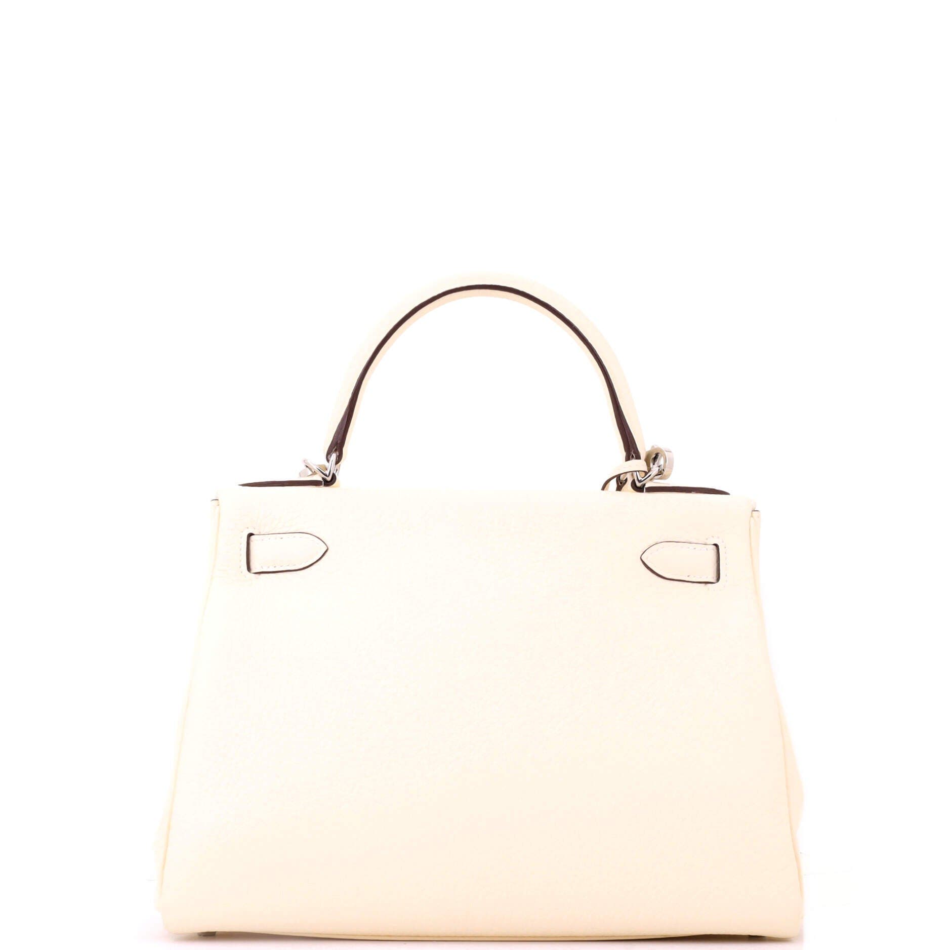 Pre-Owned Hermes Kelly Handbag Light Clemence with Palladium Hardware 28, Alternate, color, Nata