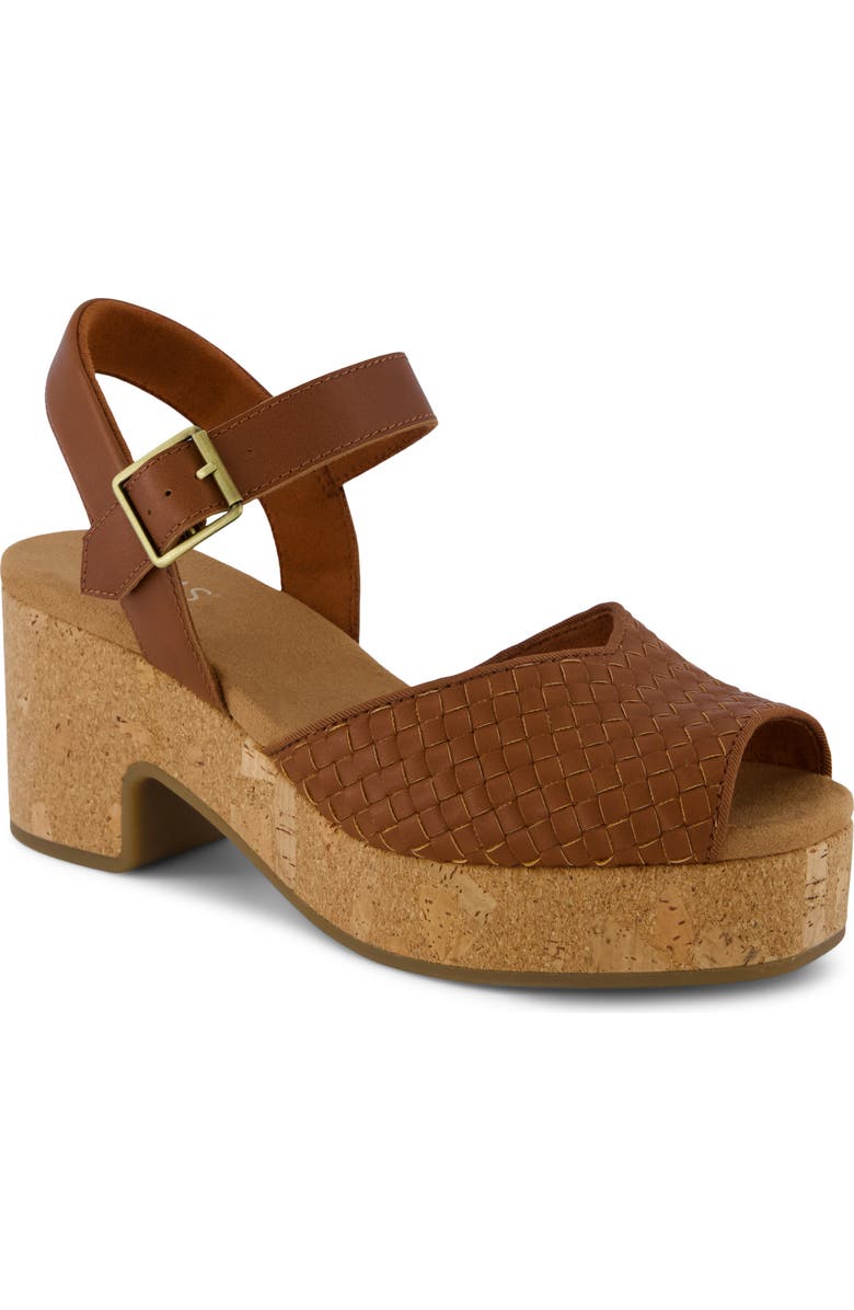 TOMS Isla Peep Toe Sandal, Main, color, Amber Brown Woven