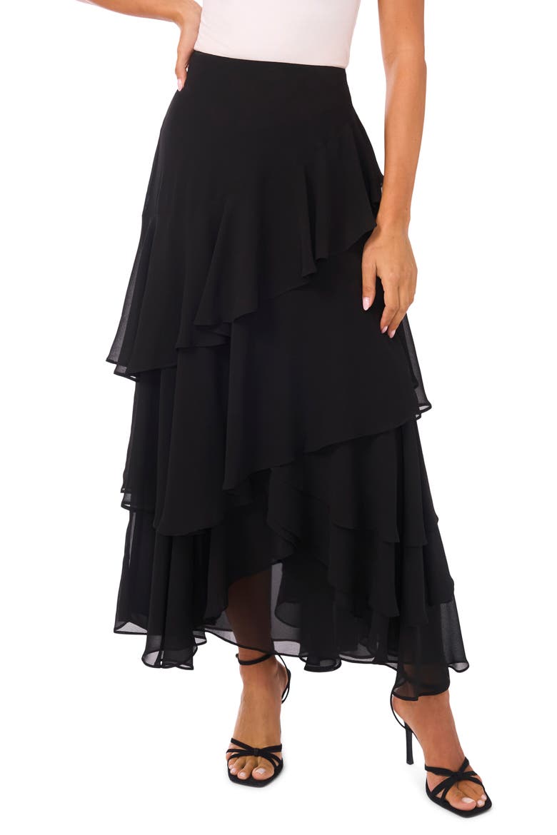 Tiered Ruffle Maxi Skirt, Main, color, RICH BLACK