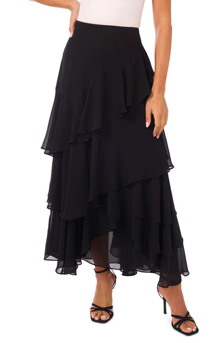 Vince Camuto Tiered Ruffle Maxi Skirt, Main, color, Rich Black