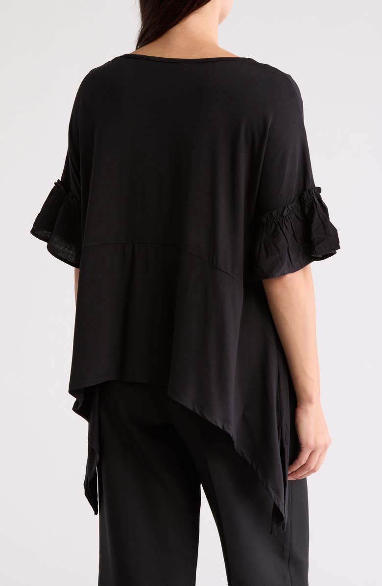 PATRIZIA LUCA Ruffle Short Sleeve Sharkbite Hem Top, Alternate, color, Black