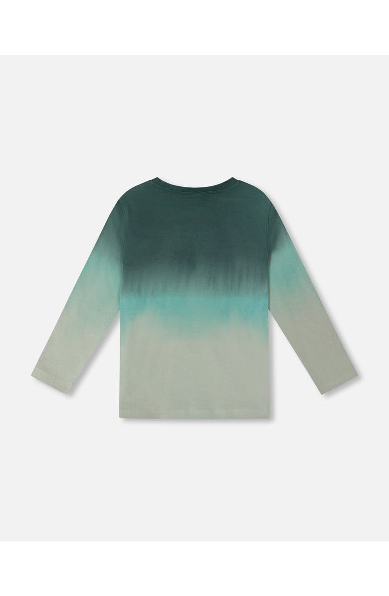 Deux par Deux Long Sleeve Organic Cotton Gradient Jersey Tee, Alternate, color, Bottle Green