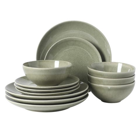 Castle Peak 12-Piece Reactive Glaze Stoneware Dinnerware Set