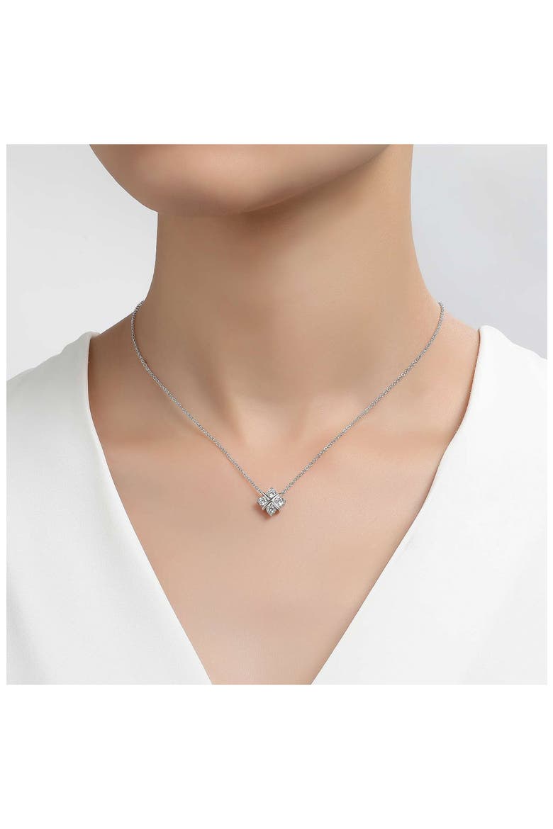 Simple Squad Simulated Diamond Pendant Necklace, Alternate, color, SILVER/ CLEAR