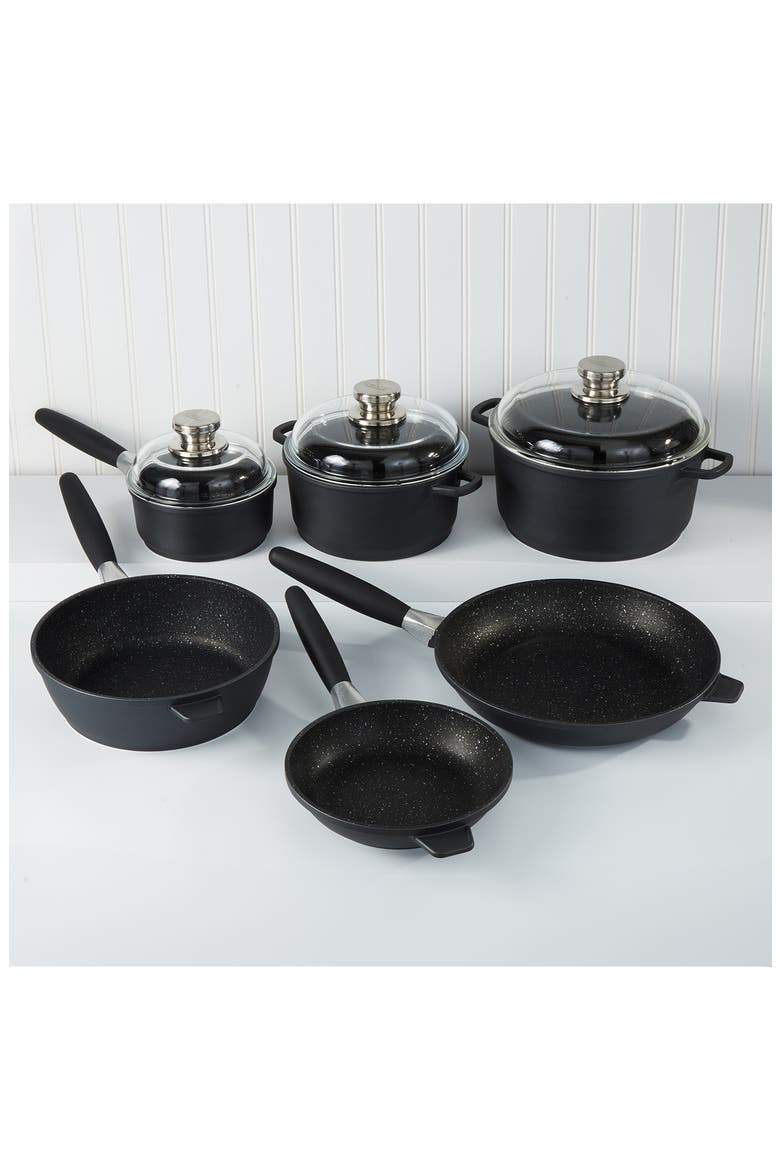 Eurocast 9-Piece Nonstick Cookware Set, Alternate, color, BLACK
